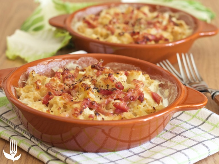 Chou-fleur gratiné aux lardons - Jardin des gourmands